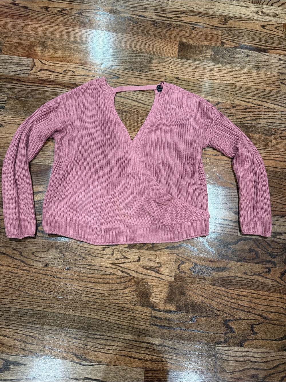 moon & madison Rose Pink V-Neck Knit Wrap Sweater